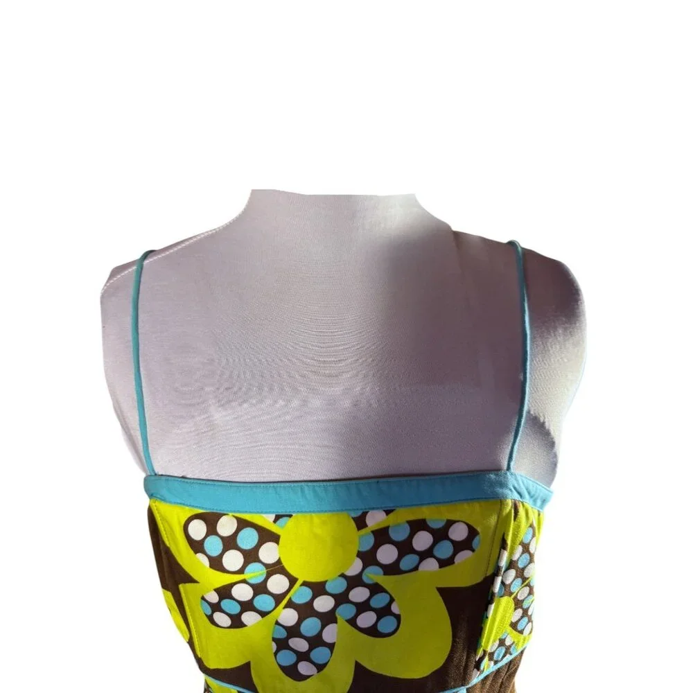 Becky & Max Floral Sleeveless Spaghetti Strap Dress Brown/Yellow/Blue - Picture 11 of 11